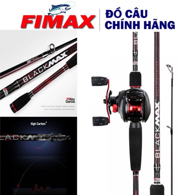 bộ cần câu máy ngang cần dài 2m4 abu black max + máy ngang CD 201 cần ABu Garcia black max cần cực khoẻ y hình .