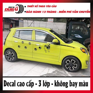 Tem Dán Sườn Xe Kia Morning Dấu Chân Cún Con Dễ Thương