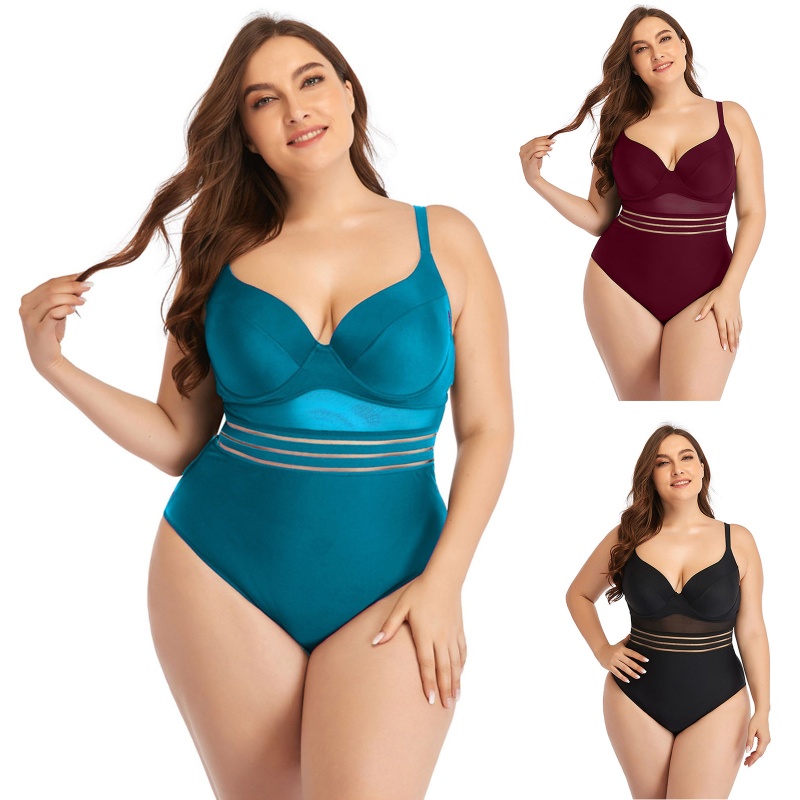 Brroa Bộ Bikini Lưng Cao Màu Trơn Mềm Mại Cỡ Lớn Quyến Rũ Cho Nữ