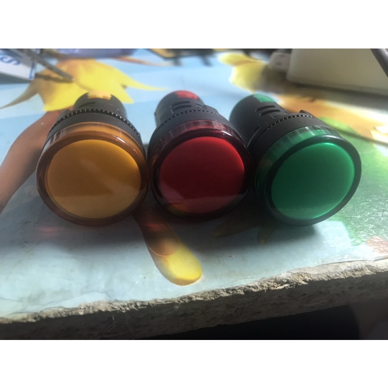 Đèn báo pha đỏ, vàng , xanh lá phi 22 220v