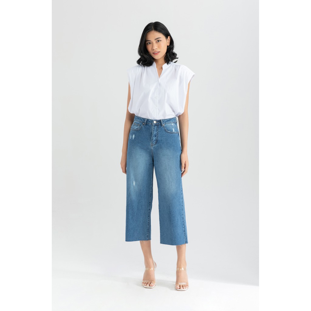 [NHẬP WABRTL5 GIẢM 10% TỐI ĐA 50K ĐH 250K ]Quần Jeans nữ dáng culottes IVY moda MS 24B8028