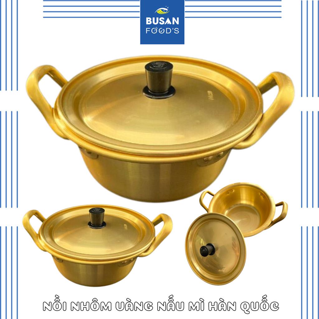 Nồi nhôm vàng nấu mì phong cách Hàn Quốc Busan Food's cao cấp có nắp đậy tiện lợi gợi nhớ phim Vườn Sao Băng