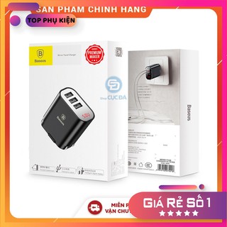 Củ sạc 3 cổng 3.4A Baseus - Mirror Travel Lake Intelligent Digital Display Chính hãng 2020