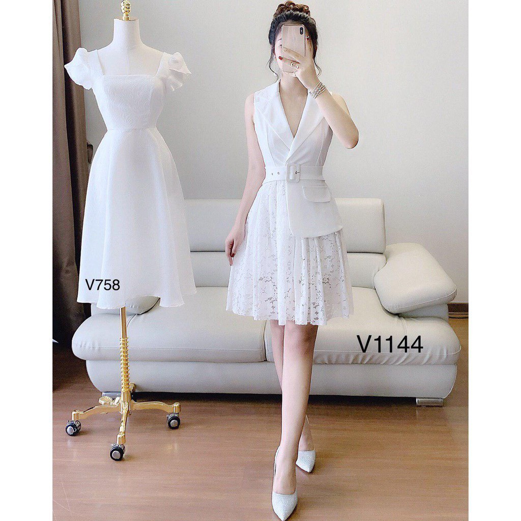[ xả kho ] MiD Đầm dự tiệc Kate Hàn phối ren V1144