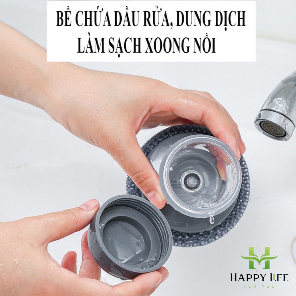 Cọ xoong nồi, miếng chà nồi có ngăn đựng nước rửa - Happy Life 4U