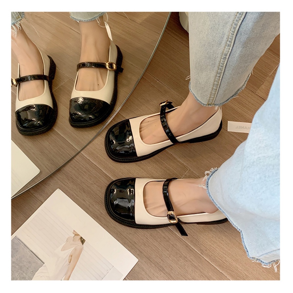 HÀNG CÓ SẴN: Giày búp bê Mary Jane nữ da mềm đế bằng cao 3cm phong cách học sinh Nhật Bản - Lamlam3456