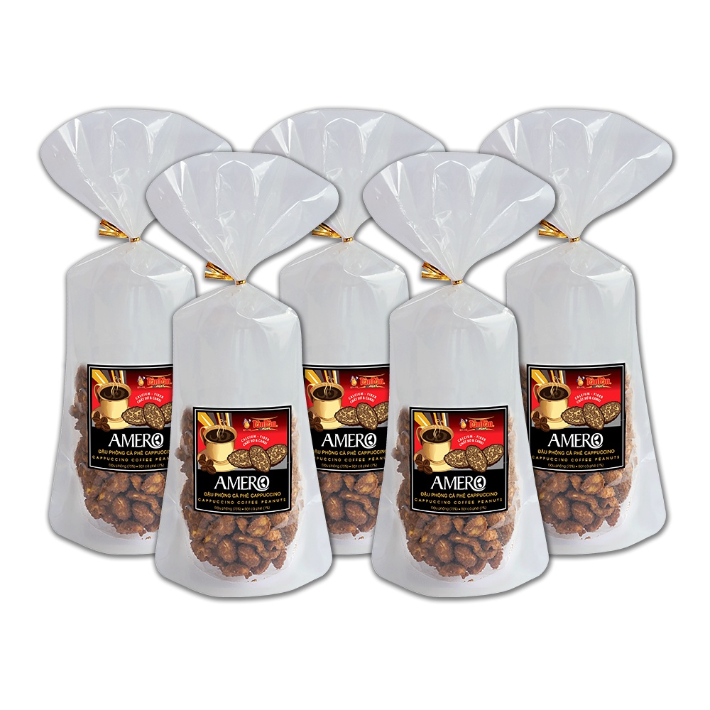 Combo Đậu Phộng Tân Tân - Đậu Phộng Cà Phê Capuccino túi 100g - 5 túi