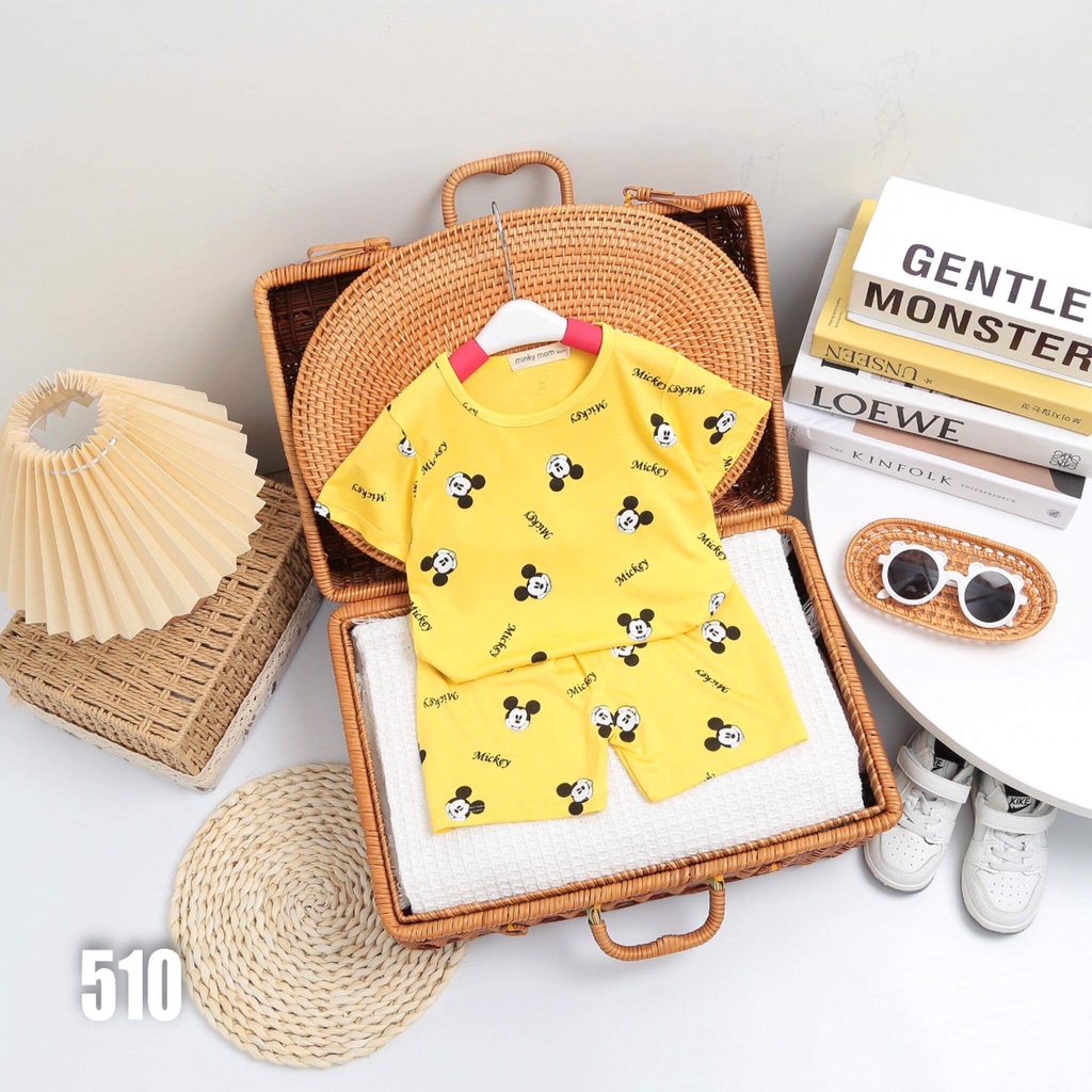 Bộ Ngắn Minky Mom In Họa Tiết Siêu Đẹp, Bé Trai-Bé Gái, 7-19KG.