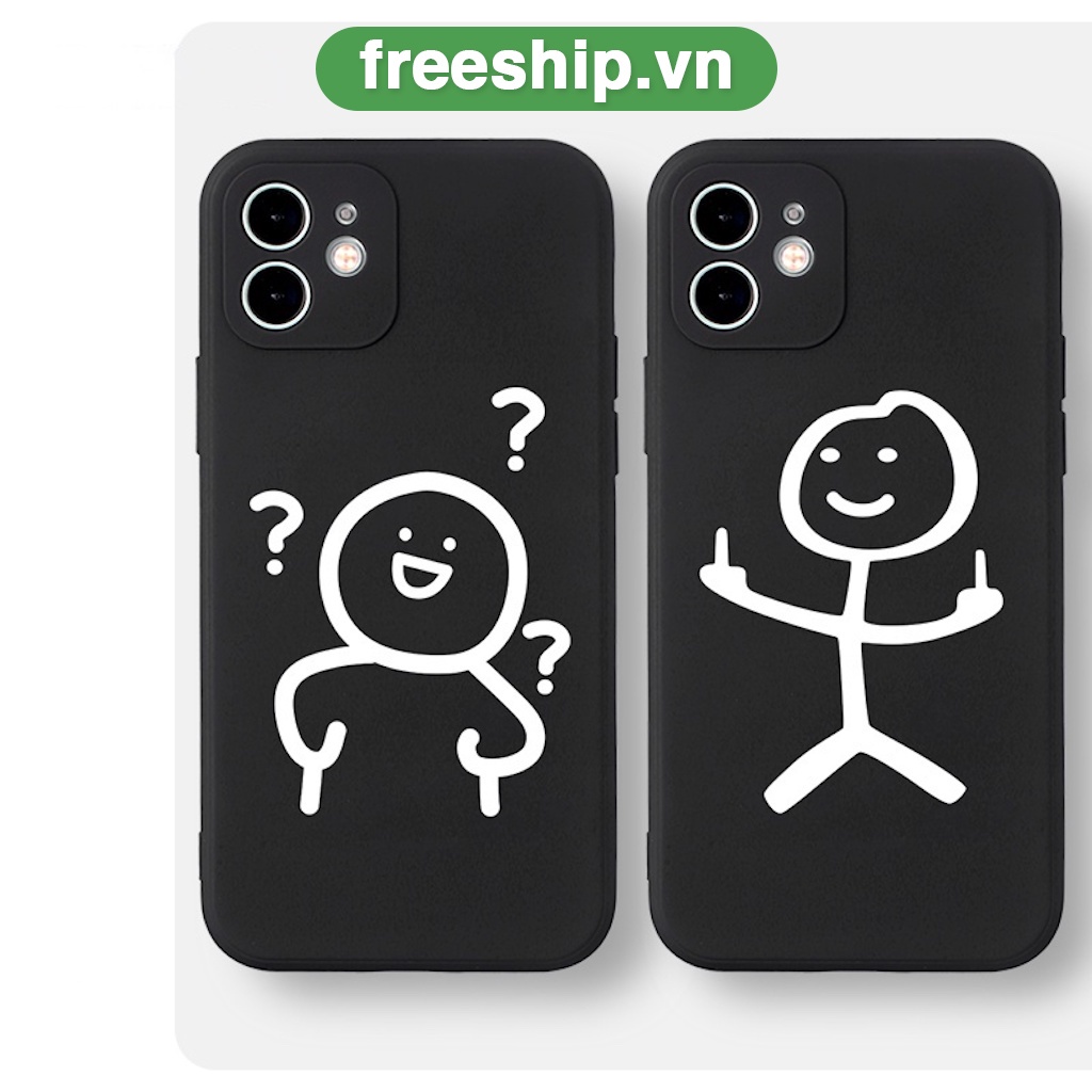 Ốp lưng đen ngộ nghĩnh cặp đôi dễ thương đẹp iphone 13 12 11 pro max se 2020 x xr xs ip 8 7 6 6s plus kute XYB107