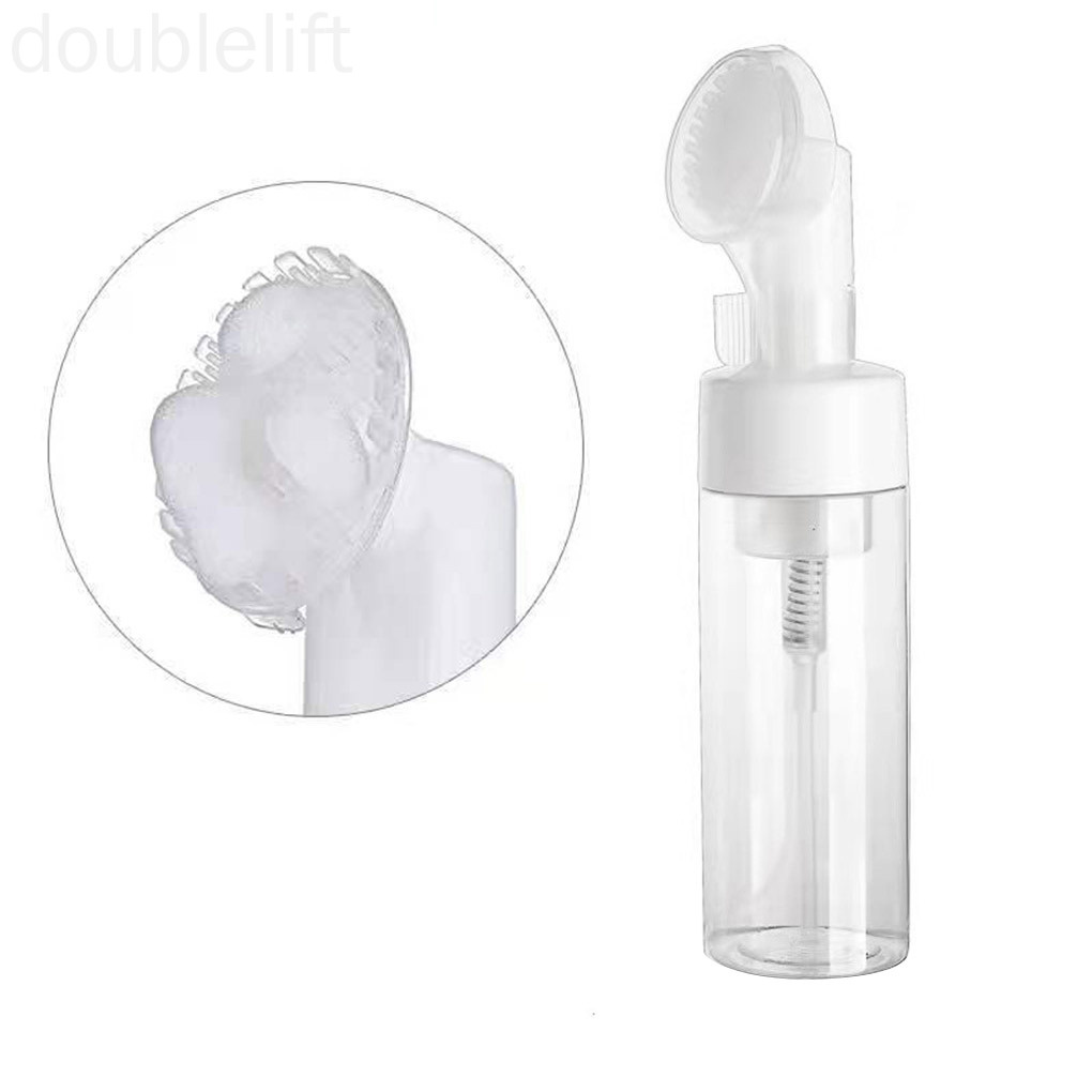 Chai nhựa đựng xà phòng dạng nhấn kèm đầu cọ rửa mặt du lịch mini 150ml