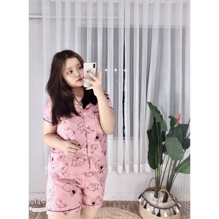 BỘ NGỦ PIJAMA KATE LỤA THÁI BIGSIZE 75KG - TAY NGẮN QUẦN NGẮN SP0136