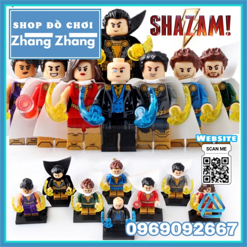 Đồ chơi Xếp hình Shazam gồm Freddy Freeman Black Adam - Eugene Choi Mary Marvel - Darla Dudley Minifigures Xinh X0247