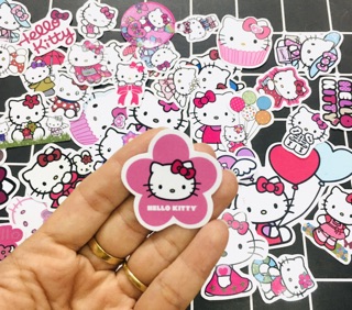 Sticker helo kitty sét 30-60 cái ép lụa có đề can bóc dán