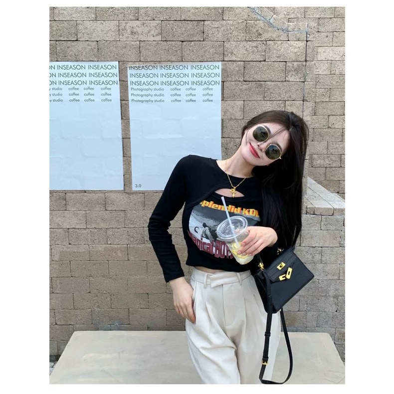 MS652 Áo thun nữ dài tay khoét ngực croptop PhuLinhShop