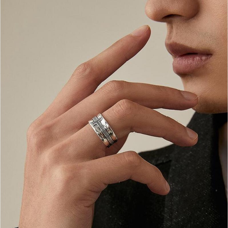 Nhẫn Mở Chữ T Có Thể Điều Chỉnh Phong Cách retro Sáng Tạo Thời Trang Mới Cho Nam