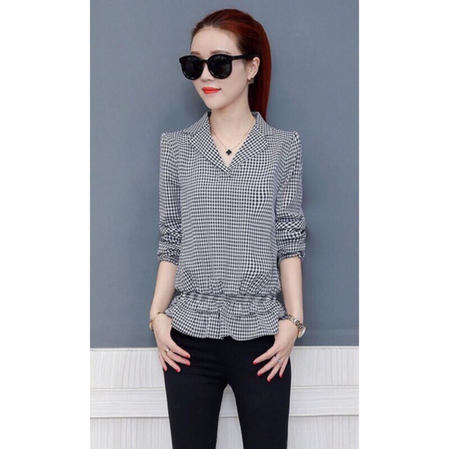 ÁO CARO CỔ V BÂU VEST
