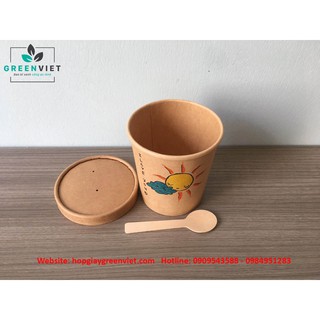 Tô giấy kraft có nắp giấy - 100 cái