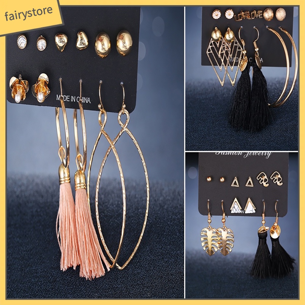 Set 6 Đôi Bông Tai Nhiều Kiểu Dáng Thời Trang Cho Nữ