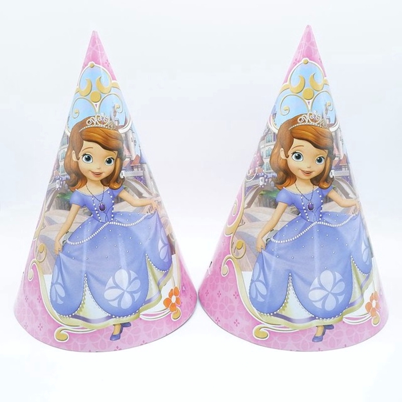 Set 6 Mũ Giấy Chúc Mừng Sinh Nhật Hình Mickey / Kỳ Lân / Công Chúa / Avengers Hoạt Hình
