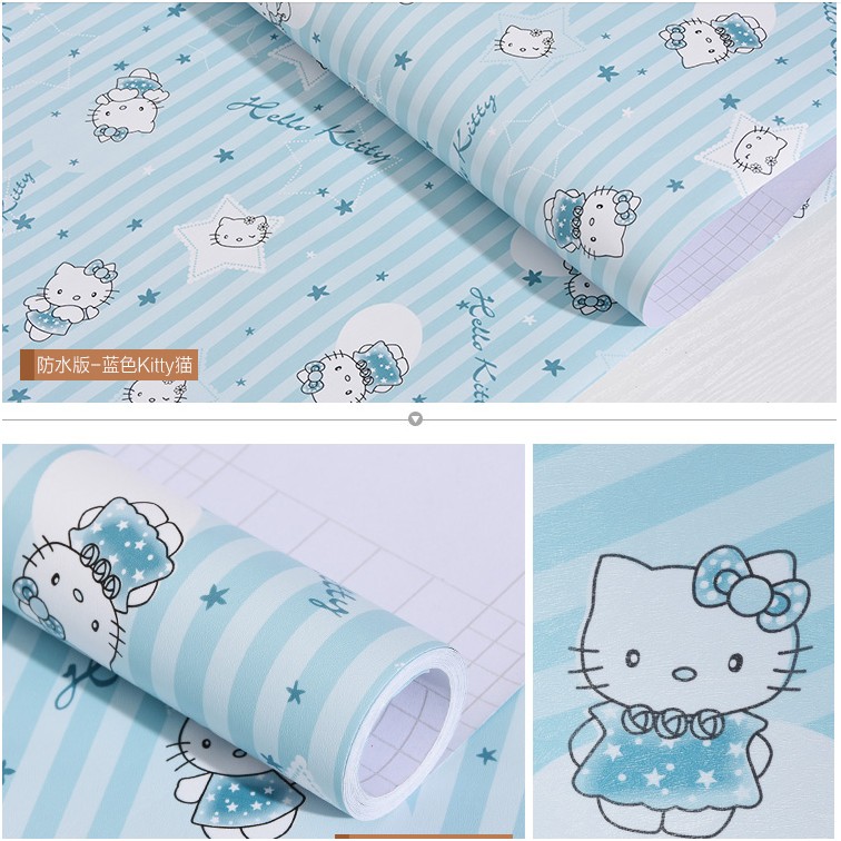 Decal giấy dán tường kitty xanh - khổ rộng 45cm | BigBuy360 - bigbuy360.vn