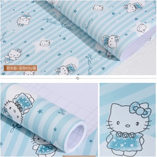 Decal giấy dán tường kitty xanh - khổ rộng 45cm