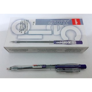 Hộp 12 bút bi bấm CELLO JOY Ấn Độ (cỡ nét 0,7mm Xanh - Đỏ - Đen)