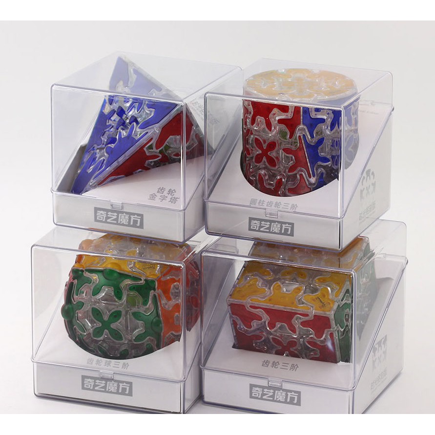 QiYi Gear Trong Suốt Pyraminx Cylinder Sphere 3x3 Cube Transparent Rubik Biến Thể Bánh Răng