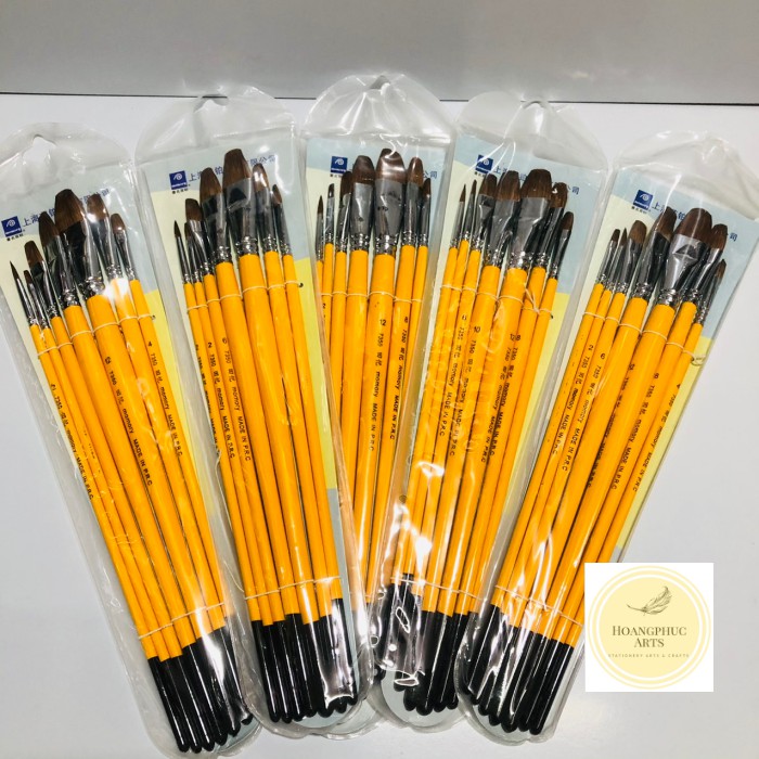 Bút lông cán vàng lông chồn nâu MEMORY - Bút  chuyên dụng cho vẽ  màu  acrylic