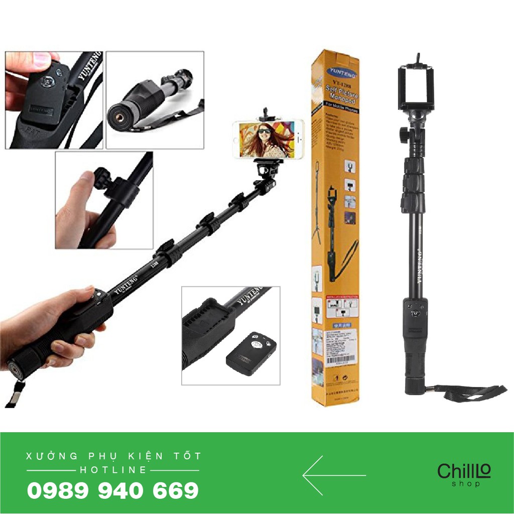 Gậy Tự Sướng Đa Năng YUNTENG YT-1288 - Hỗ Trợ Remote Bluetooth - Gậy Selfie cho Điện Thoại / Camera/ Máy ảnh DSLR/ GoPro | BigBuy360 - bigbuy360.vn