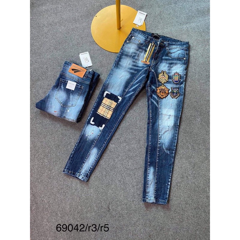 Quần bò huy hiệu vá vàng, quần jean khoá lệch, quần bò dsq - Bee Shop | BigBuy360 - bigbuy360.vn