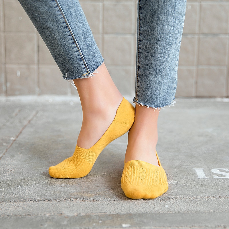Vớ thuyền ECMLN cotton nhiều màu sắc trơn tùy chọn thời trang xinh xắn