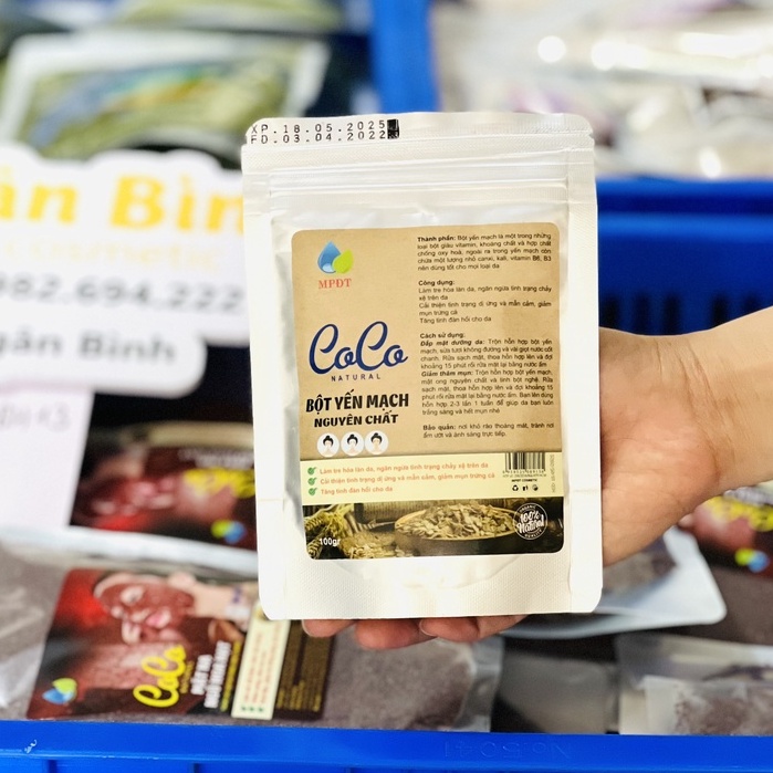 Bột yến mạch tươi đắp mặt dưỡng trắng da, tẩy tế bào chết, se khít lỗ chân lông, giảm nhờn, mờ thâm nám 100gr .