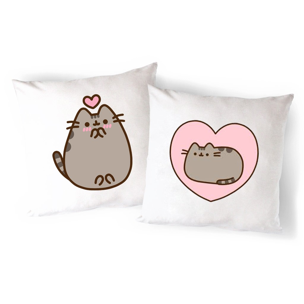 Gối Sofa pusheen VGI9 gối in 2 mặt Gối Tựa lưng Sofa Gối vuông Gối Trang Trí vải canvas 45x45cm