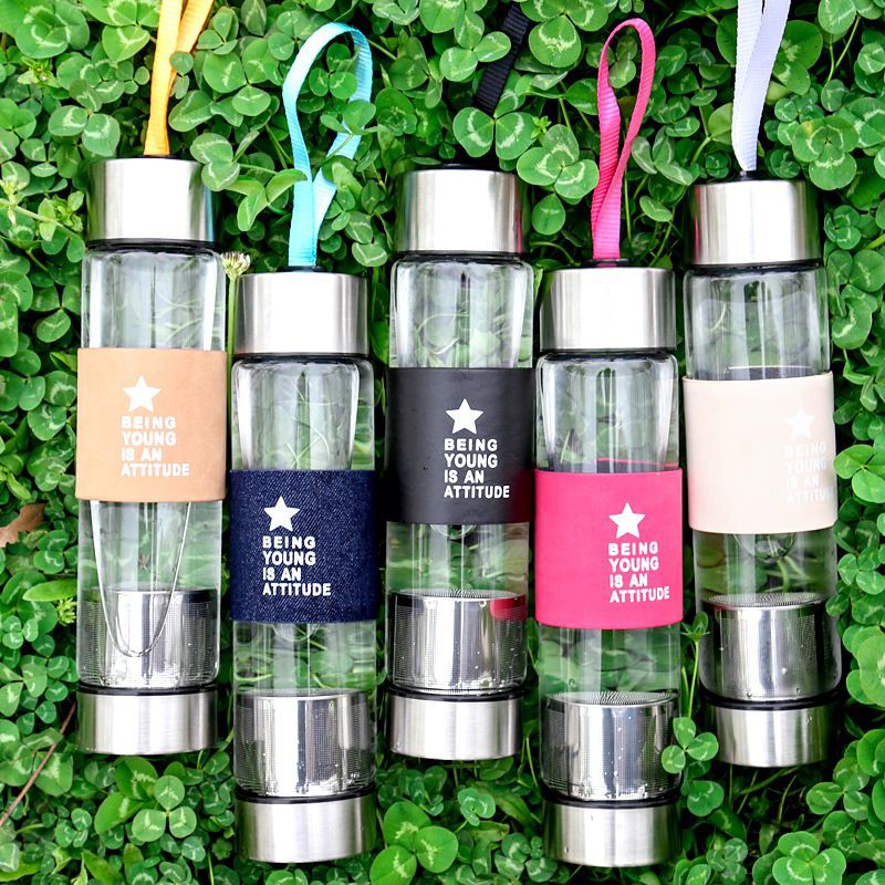 Bình nước thủy tinh 450ml có ngăn trà,,,