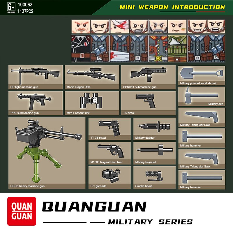 Đồ chơi Lắp ráp Mô hình xe tăng 100063 WW2 Blocks T-34 Medium Tank