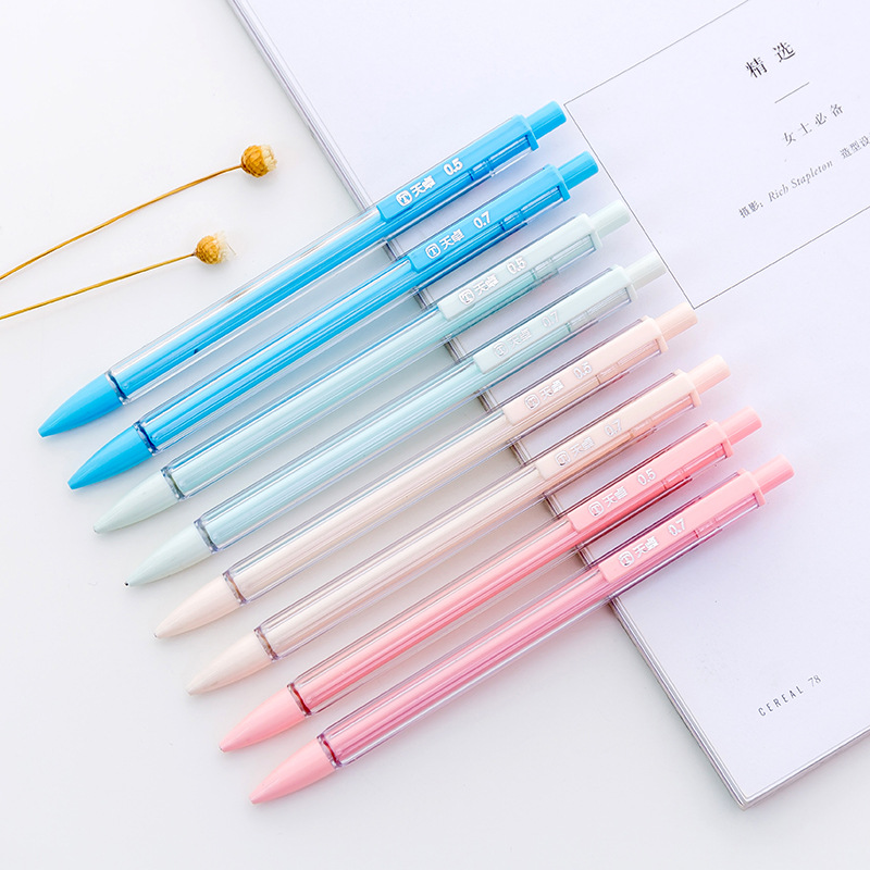 Bút chì bấm ngòi 0.5mm trong suốt thiết kế đơn giản cho học sinh