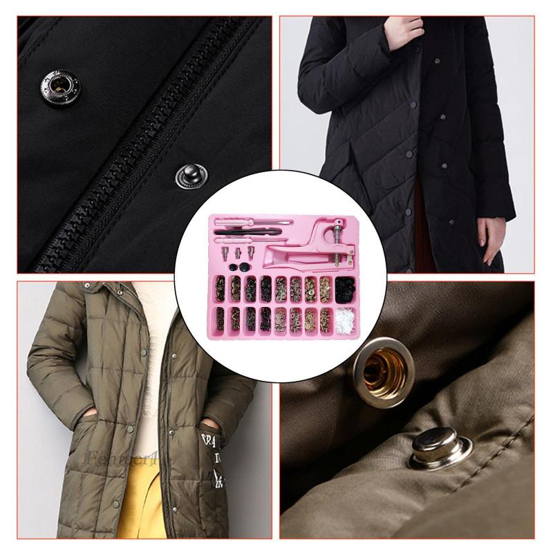 1 [Fenteer1] Bộ Nút Bấm Kim Loại Và Da Kèm Kìm Bấm