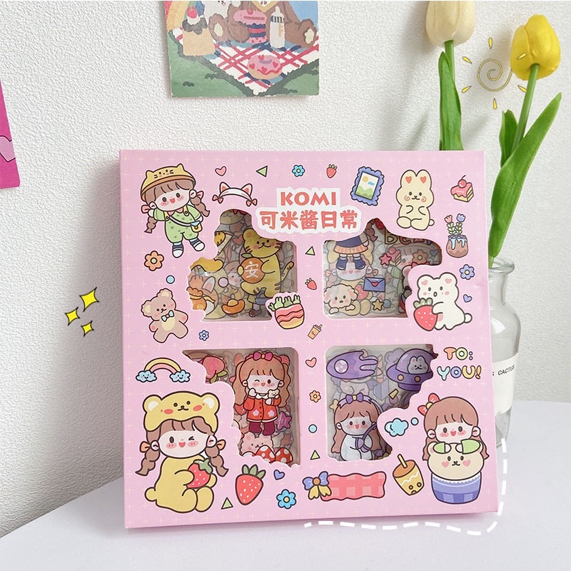 Set chiết 10 tấm của hộp 100 tấm sticker xinh xắn hoạ tiết chibi, 1 Set ngẫu nhiên đủ màu được chọn mẫu