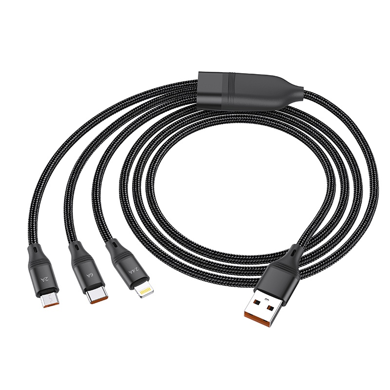 HOCO U104 Cáp sạc nhanh 3 trong 1 66W PD QC3.0 USB C Tương thích với  12 13 Pro Max Samsung S21 S22 Bộ sạc  Xiaomi Redmi 9A Cáp sạc nhanh USB Type-C đa năng