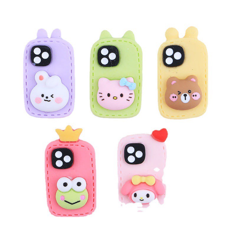 Charm (C580) slime/ Dụng Cụ Charm Trang Trí [Ko Keo &amp; Nút] Hình Điện Thoại kèm Bé Thú Cute