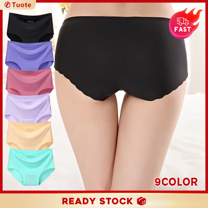 M~3XL Tuote Ready Stock Women's Panties One Piece Underwear Ice Silk Plus Size Sexy Female Briefs
