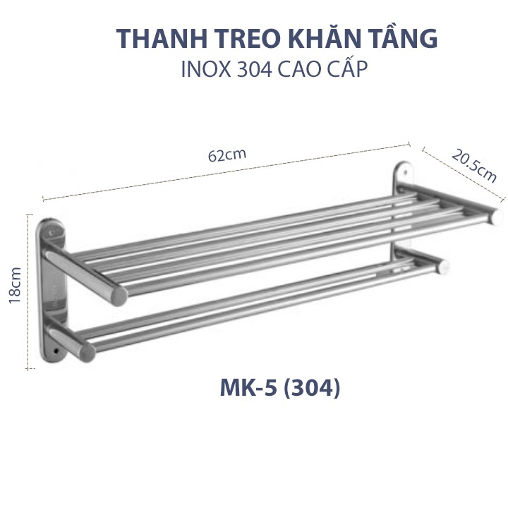 [HÀNG CAO CẤP] Giá treo khăn nhà tắm inox 304 chắc chắn hàng loại 1 - Bảo hành 6 tháng