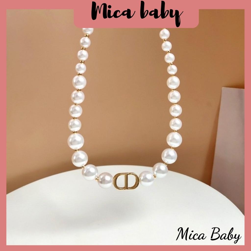 Vòng cổ ngọc trai nhân tạo chocker  chữ CD cao cấp cho nữ Mica baby KT16