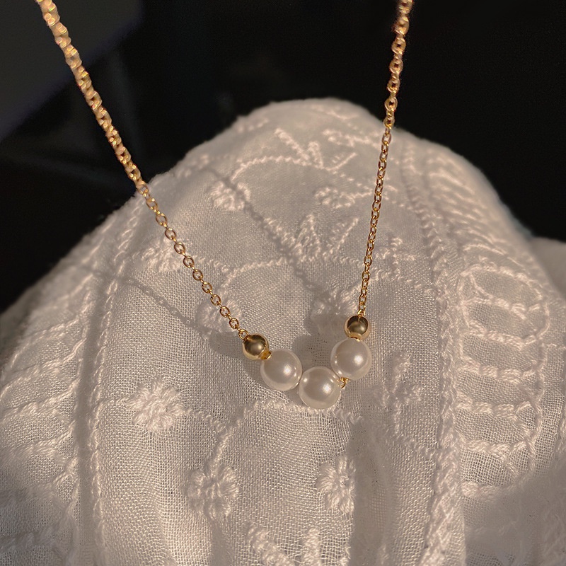 Vòng Cổ Ngọc Trai Bằng Titan B450 Thời Trang Sang Trọng Cho Nữ