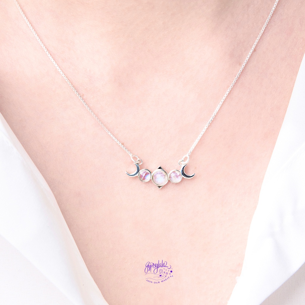 Dây Chuyền Mystic Moon Đá Ánh Trăng Thiên Nhiên May Mắn Không Kị Mệnh SP004328 Gypsy.lala