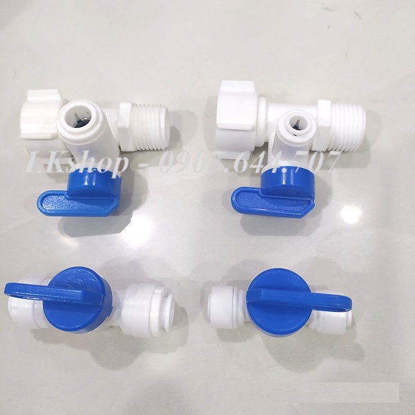 Van chia nước đầu vào cho máy lọc nước, Van khóa nhựa chia nước ren trong ngoài 21 ra ống dây 6, dây 10