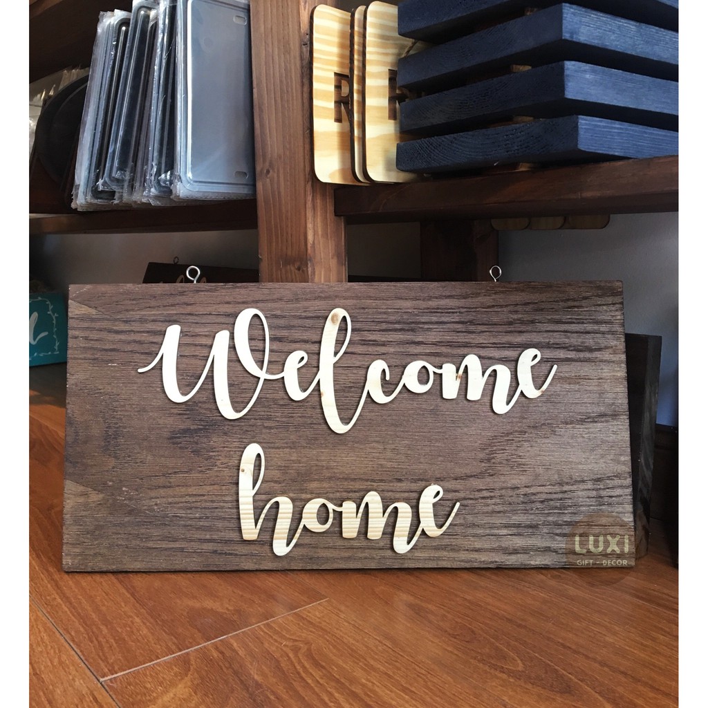 Bảng gỗ treo 1 mặt Welcome home 17 (lớn)