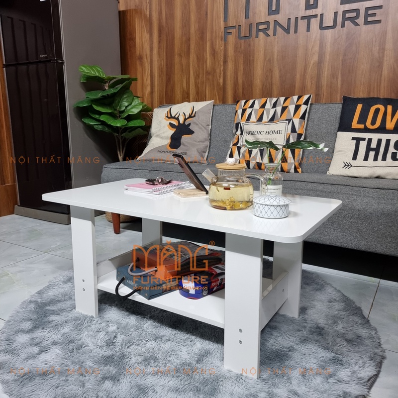 Bàn sofa phòng khách, bàn trà, Cafe mặt gỗ chữ nhật, kiểu dáng chắc chắn, mẫu bt06
