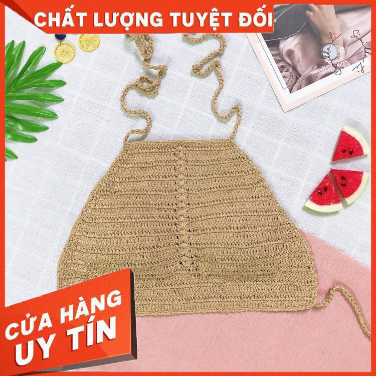 Áo yếm len móc bikini nude mới nhất mặc đii biển đi bơi - Hàng nhập khẩu