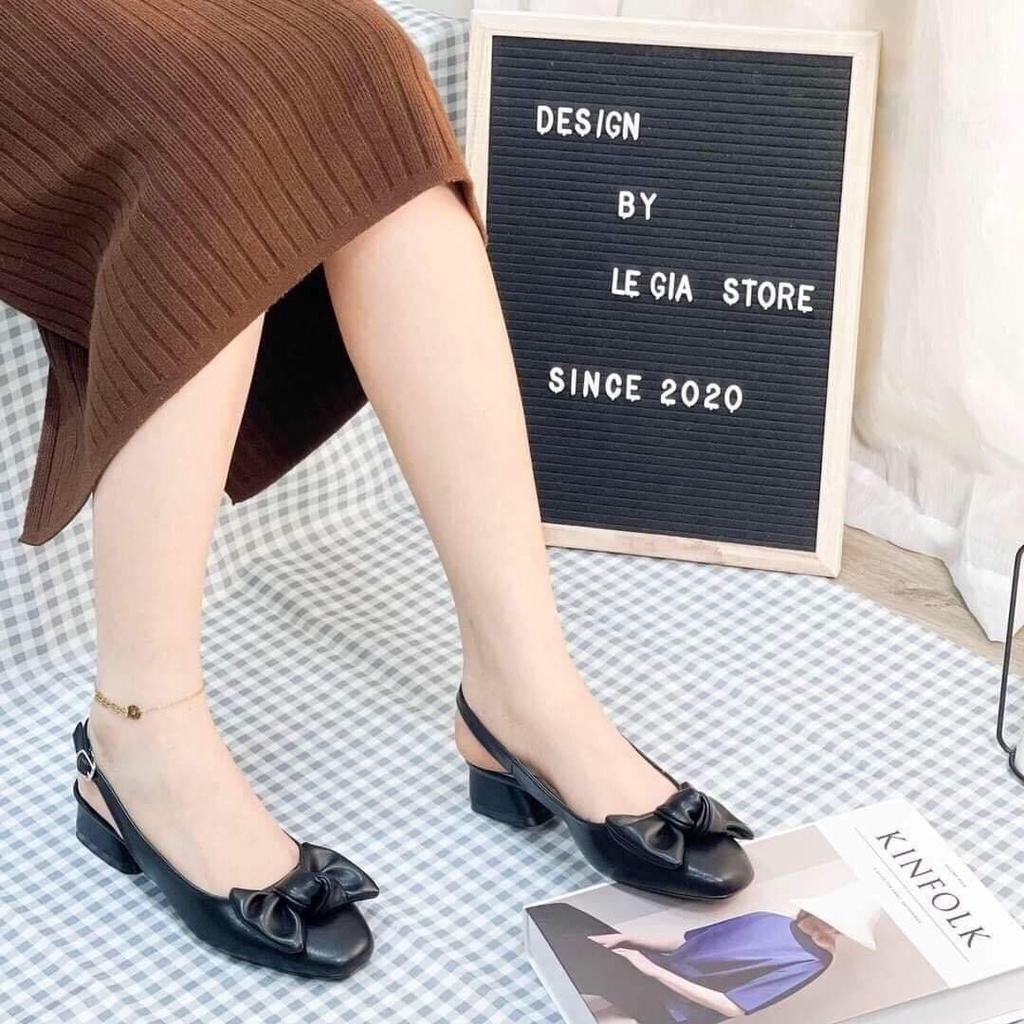 GIÀY SANDAL BÍT MŨI NƠ GÓT VUÔNG 3P HỞ GÓT